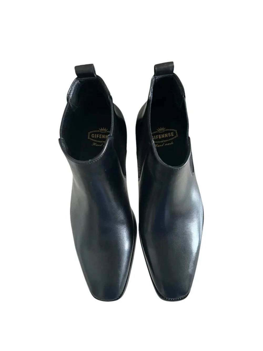 Gifennse NEW Men's handmade leather Chelsea Boots In Black Size 8.5